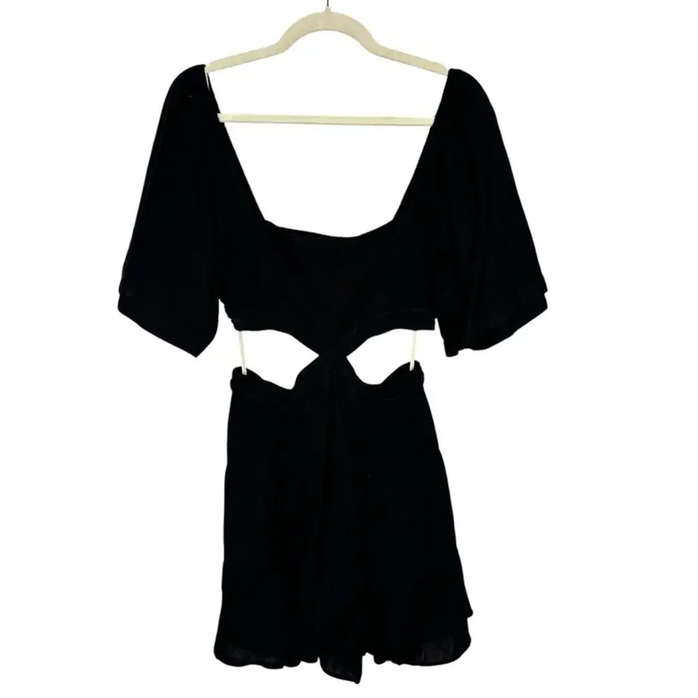 Free People Cross of Sunlight Mini Dress Black